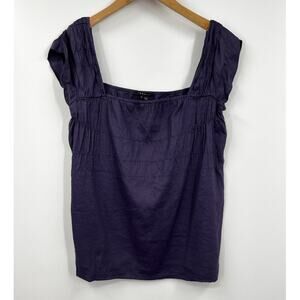 Theory Shirt‎ Womens Tank Top Purple Peplum Angie Linen Lightweight Medium